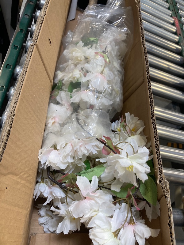 Photo 1 of 5FT Artificial Cherry Blossom Tree, Realistic White Cherry Plant in Pot for Indoor Decor, Garden, Office, Wedding & Party
