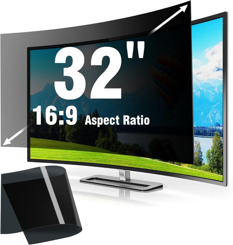 Photo 1 of 32 Inch Computer Monitor Privacy Screen Filter - Eye Protection Anti Glare Blue Light Filter, 32 inch Monitor Protector Film
