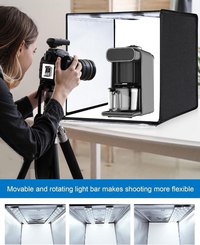 Photo 1 of PULUZ Light Box Photography, 24x24 inch Large Photo Studio Light Box, Professional Dimmable Photo Booth with 120 LED Lights & 6 Backdrops for Jewelry and Food Items Product Photography
