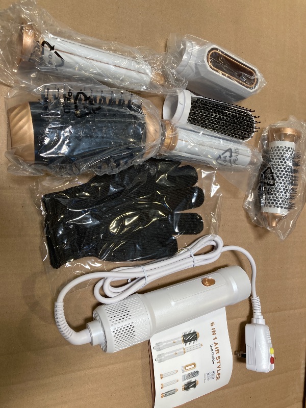 Photo 1 of Blow Dryer Brush, 6 in 1 Auto Air Curling Iron Set 3 Temperature 1000W Powerful Negative Ionic Hair Dryer Brush Set with Thermal Brush, 60000RPM Hot Air Brush, Left&Right Curler Wand