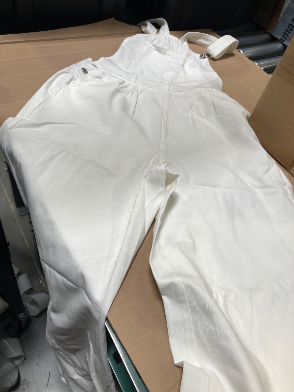 Photo 1 of Luvamia Casual Overalls - Denim Wide Leg Jumpsuit for Women, White, Medium Fits Size 8 / Size 10