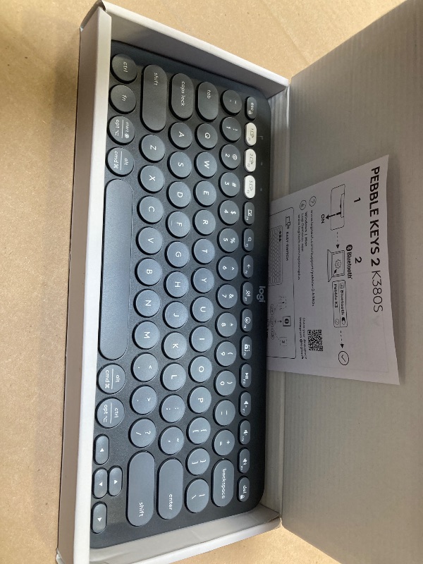 Photo 1 of Logitech Pebble Keys 2 K380s, Multi-Device Bluetooth Wireless Keyboard with Customizable Shortcuts, Slim and Portable, Easy-Switch for Windows, macOS, iPadOS, Android, Chrome OS - Tonal Graphite