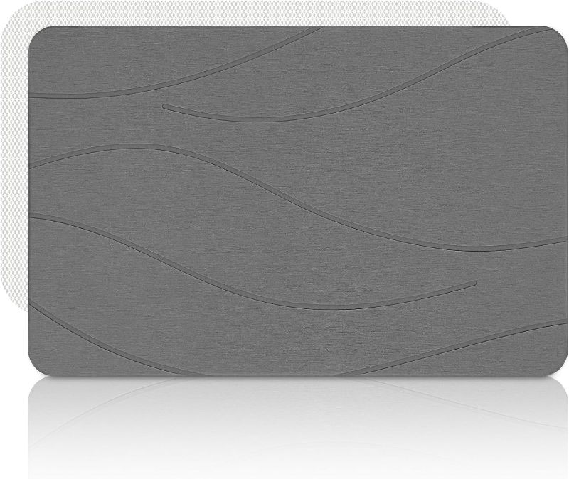 Photo 1 of Liyarya Stone Bath Mat, Diatomaceous Earth Stone Shower Mat for Bathroom, Absorbent Bath Mats, Barhroom Floor Mat, Quick Drying, Easy to Clean, 23.6 x 15.4
