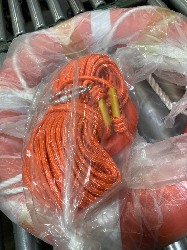 Photo 1 of 28/23 Inch Boat Safety Throw Ring Set, 98.4FT Floating Lifesaving Rope, 2.5/1.5 KG International Standard, Outdoor Professional Throwing Ring Rope Rescue Lifeguard Lifesaving