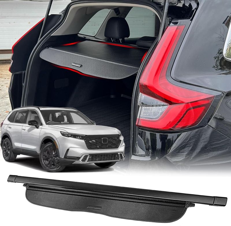 Photo 1 of Cargo Cover for 2023 2024 2025 Honda CRV Accessories, (Carbon Fiber Texture) for Honda CRV 2023-2025 Accessories(Include Hybrid) Retractable Trunk Cover Shield Shade Privacy Screen for CR-V