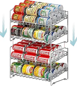Photo 1 of Simple Houseware 2 Tier Stackable Can Rack, Silver, 2 Pack