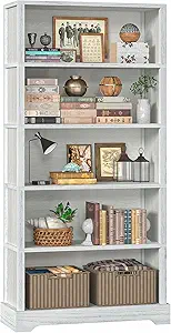 Photo 1 of 5-Shelf Wood Bookcase, 65 Inch Tall Bookshelf with Storage, Floor Standing Display Book Shelf