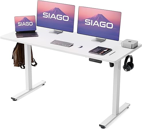 Photo 1 of SIAGO Electric Standing Desk Adjustable - 55 x 24 Inch Sit Stand up Desk with Cable Management - 3 Memory Preset Adjustable Height Table