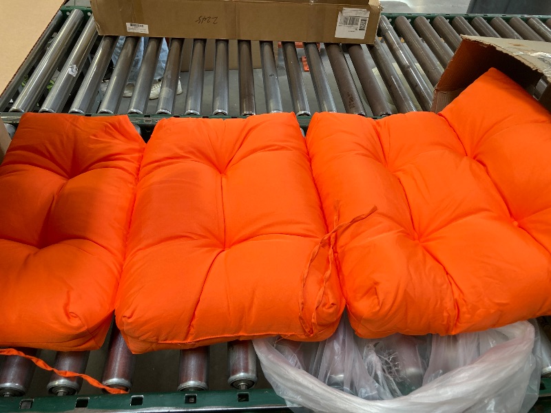 Photo 1 of EAGLE PEAK Tufted Outdoor/Indoor High Back Patio Chair Cushions, Burnt Orange