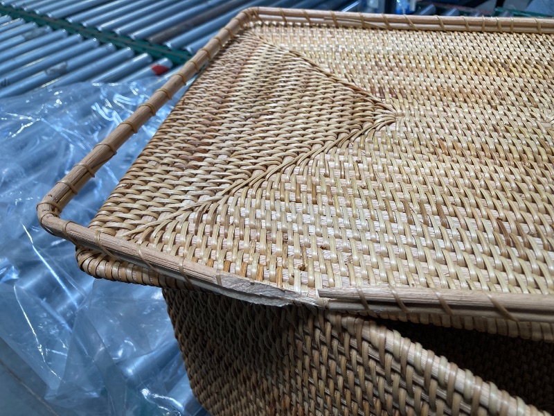 Photo 1 of Rattan Basket With Lid, Large Lidded Basket For Storage (18.9" L×15.35"W×11.81"H)