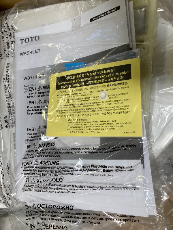 Photo 1 of TOTO SW3074#01 WASHLET C2 Electronic Bidet Toilet Seat with PREMIST and EWATER+ Wand Cleaning, Elongated, Cotton White
