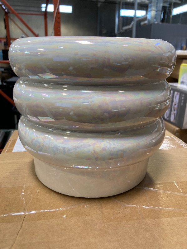 Photo 1 of 10 inch Ceramic Plant Pots for Indoor Plants, Rainbow Pearl Glaze Planter with Planters for Plants with Drainage Hole, Orchid Pots, Succulent Pot, Large Flower Pot (White)