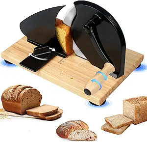 Photo 1 of Manual Bread Slicer with Hand Crank & Adjustable Thickness - Sturdy Suction Base for Stable Even Slicing, Stainless Steel Blade & Easy Clean - Perfect for Homemade Sourdough, Crusty Bread, Sandwiches