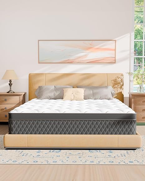 Photo 1 of 10 Inch Twin Hybrid Mattress, Memory Foam & Individually Pocketed Springs for Motion Isolation, Edge Support & Pressure Relief, Fiberglass-Free, CertiPUR-US® Certified, Mattress in a Box