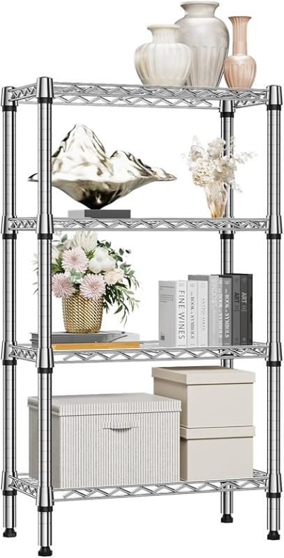 Photo 1 of 1000 lbs 4 Tier Shelf Metal Storage Shelves Wire Rack Closet Organizers for Garage Kitchen Bathroom Laundry Chrome 11.8" D x 25.6" W x 45.5" H