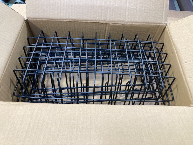 Photo 1 of HEIHAK 4PCS 13x6.7x3.7 Inch Black Pegboard Baskets Bins, 4 Different Sizes Metal Storage Baskets, Rectangle Hanging Grid Basket for Kitchen Bathroom Living Room Bedroom Pegboard Wall Storage