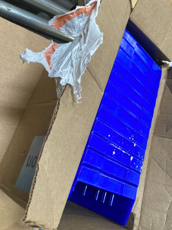Photo 1 of Akro-Mils 30130 Plastic Shelf Bins, Heavy Duty Storage Bins for Garage, Closet, and Drawer Organization, 12-Inch x 6-1/2-Inch x 4-Inch, Blue, 12-Pack