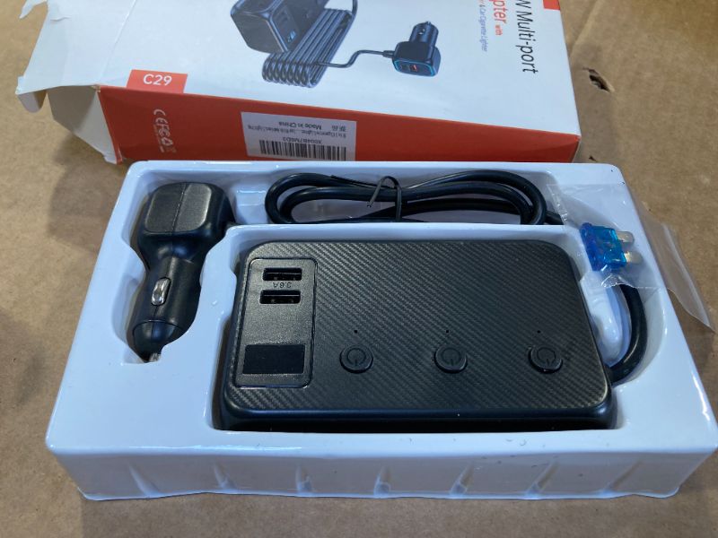 Photo 1 of 9 in 1 Cigarette Lighter Splitter 12V/24V 171W Plug Outlet 3 Socket Car Charger Adapter Independent Switches & LED Voltage Display DC Cigarette Outlet Car Charger for All Car Devices