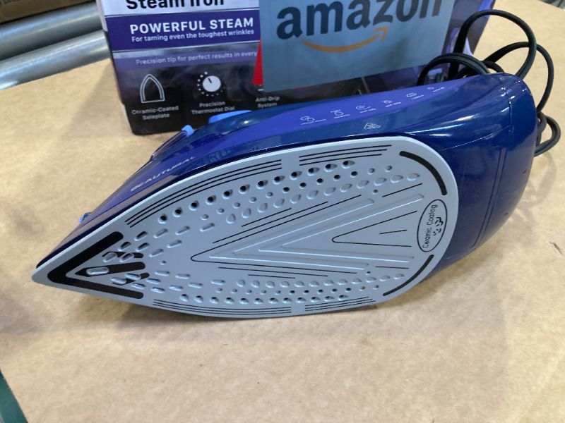 Photo 1 of BEAUTURAL Steam Iron for Clothes with Precision Thermostat Dial, Ceramic Coated Soleplate, 3-Way Auto-Off, Self-Cleaning, Anti-Calcium, Anti-Drip Blue