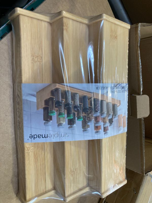 Photo 1 of SIMPLEMADE 3-Tier Spice Rack Organizer - Versatile Storage Shelf for Kitchen, Bathroom, Bedroom & Office, Set of 1, Expandable Bamboo