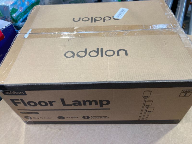 Photo 1 of addlon Floor Lamps for Living Room with Seeded Glass Shades, 3-Lights Standing lamp with Shelves, Farmhouse Tall Floor Lamp Modern lamp for Bedroom, Office - Black