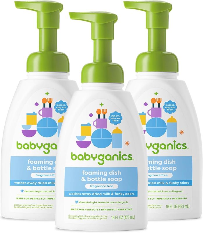 Photo 1 of Babyganics Foaming Dish Soap, Pump Bottle, Fragrance Free, 16oz, 3 Pack