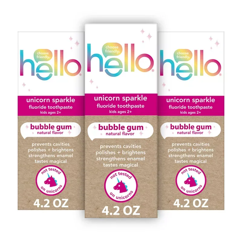 Photo 1 of hello Kids' Unicorn Sparkle Bubble Gum Fluoride Toothpaste - 4.2oz/3pk