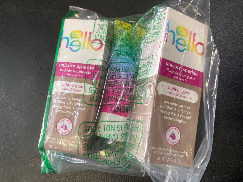 Photo 1 of hello Kids' Unicorn Sparkle Bubble Gum Fluoride Toothpaste - 4.2oz/3pk