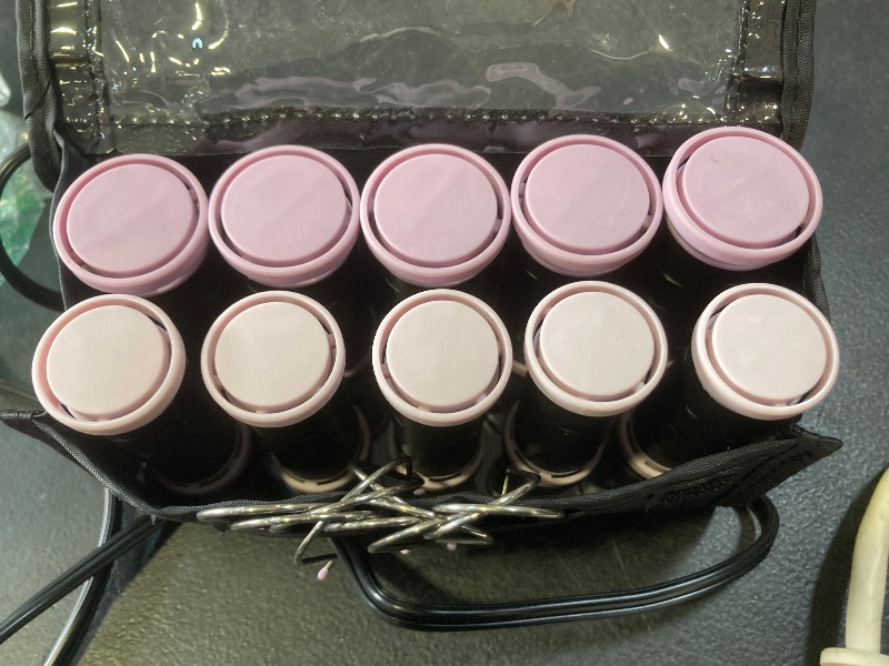Photo 1 of Remington Compact Ceramic Dual Voltage Hot Rollers for Long and Short Hair, Hair Setters, Hair Curlers, 1-1 ¼" Purple/Black, 10 Piece Set