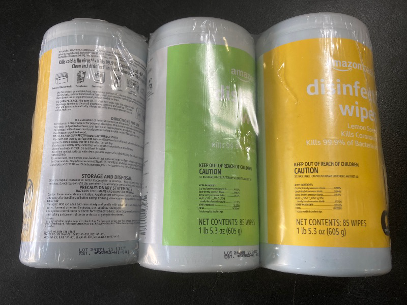 Photo 1 of Amazon Basics Disinfecting Wipes, Fresh Scent, 85 Count, 3 Pack