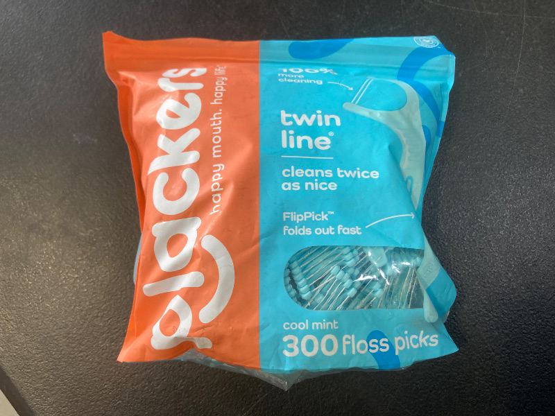 Photo 1 of Plackers Twin-Line Dental Flossers, Cool Mint Flavor, Dual Action Flossing System, Easy Storage, Super Tuffloss, 2X The Clean, 300 Count (Pack of 1)