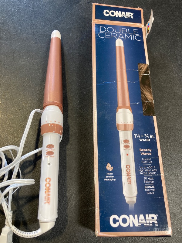 Photo 1 of Conair Double Ceramic 1 1/4-inch to 3/4-inch Curling Wand, Tapered wand produces beachy waves