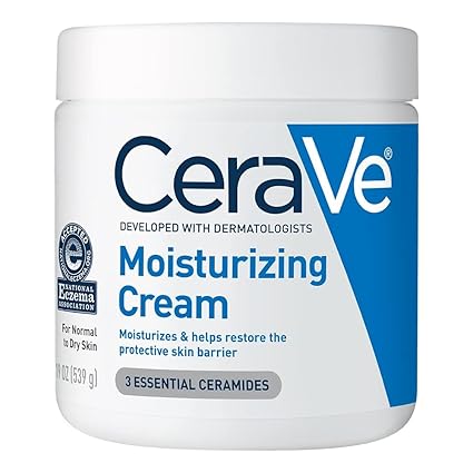 Photo 1 of CeraVe Moisturizing Cream, Body and Face Moisturizer for Dry Skin, Body Cream with Hyaluronic Acid and Ceramides, Daily Moisturizer, Oil-Free, Fragrance Free, Non-Comedogenic, 19 Ounce
