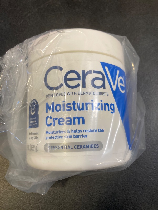 Photo 1 of CeraVe Moisturizing Cream, Body and Face Moisturizer for Dry Skin, Body Cream with Hyaluronic Acid and Ceramides, Daily Moisturizer, Oil-Free, Fragrance Free, Non-Comedogenic, 19 Ounce