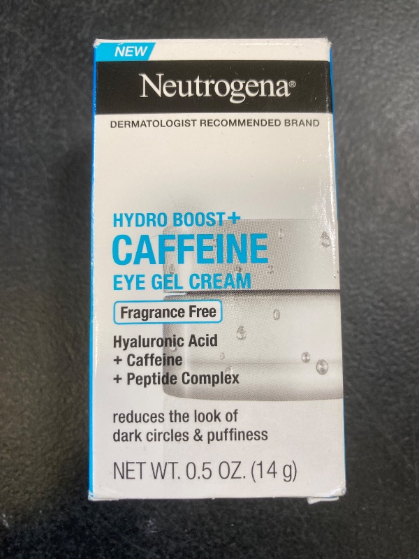 Photo 1 of Neutrogena Hydro Boost + Eye Cream for Dark Circles & Puffiness, Under Eye Cream with Caffeine, Hyaluronic Acid and Peptides, Fragrance Free, 0.5 oz