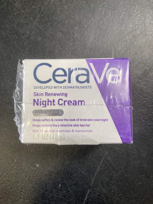 Photo 1 of CeraVe Skin Renewing Night Cream, Niacinamide, Peptide Complex, and Hyaluronic Acid Moisturizer for Face, 1.7 Ounce