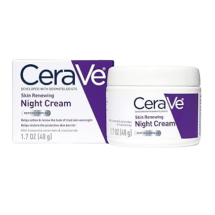 Photo 1 of CeraVe Skin Renewing Night Cream, Niacinamide, Peptide Complex, and Hyaluronic Acid Moisturizer for Face, 1.7 Ounce