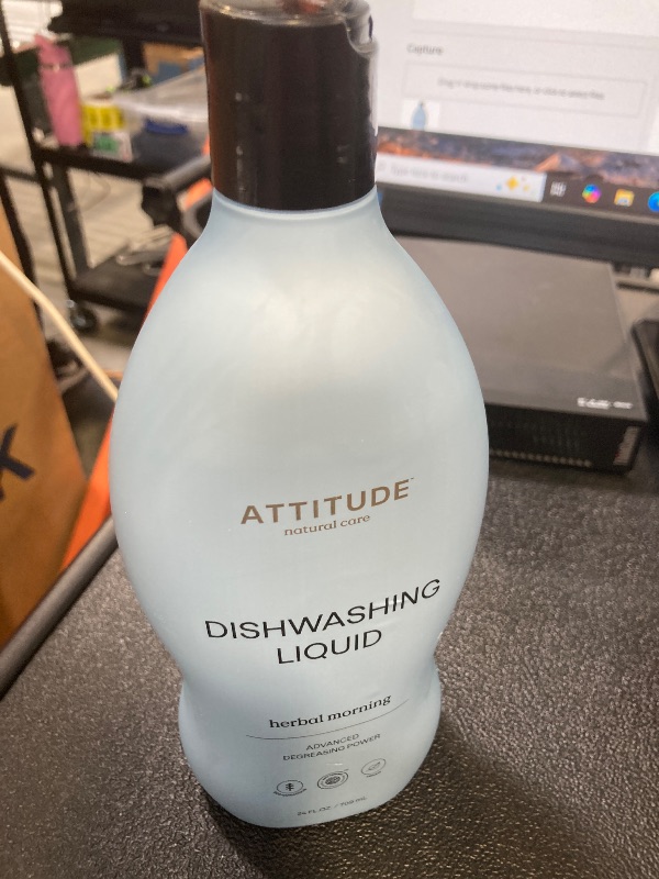 Photo 1 of ATTITUDE Dishwashing Liquid, EWG Verified, Vegan Dish Soap, Plant Based, Naturally Derived Products, Herbal Morning, 24 Fl Oz