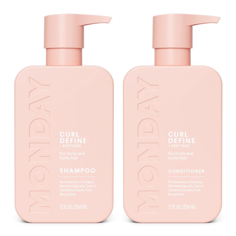 Photo 1 of MONDAY HAIRCARE Curl Define Shampoo + Conditioner Set (2 Pack) 12oz Each, Nourishing Curls, Tames Frizz, Enhances Shine with Coconut Oil and Shea Butter, 100% Recyclable Bottles