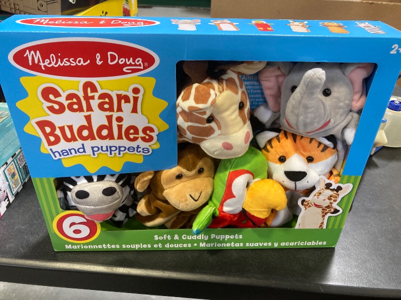 Photo 1 of Melissa & Doug Safari Buddies Hand Puppets, Set of 6 (Elephant, Tiger, Parrot, Giraffe, Monkey, Zebra) Soft, Plush Animal Hand Puppets For Toddlers And Kids Ages 2+