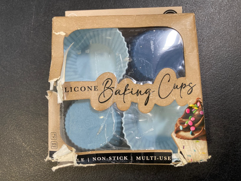 Photo 1 of 12ct Silicone Baking Cups Blue -  Oven-Safe, Dishwasher & Microwave-Safe, Non - Stick, Multi Use Cupcake Liners