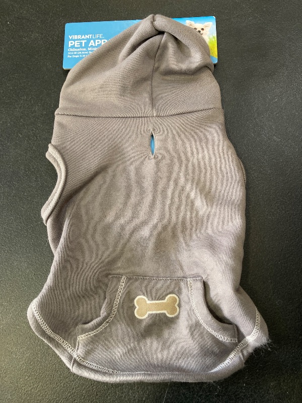 Photo 1 of Vibrant Life Kanga Pocket Dog Hoodie, Gray, XS
