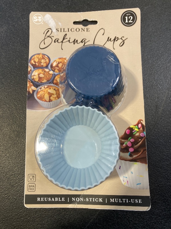 Photo 1 of Reusable Non-Stick Silicone Baking Cups-12 pack-Standard Size-Assorted Colors