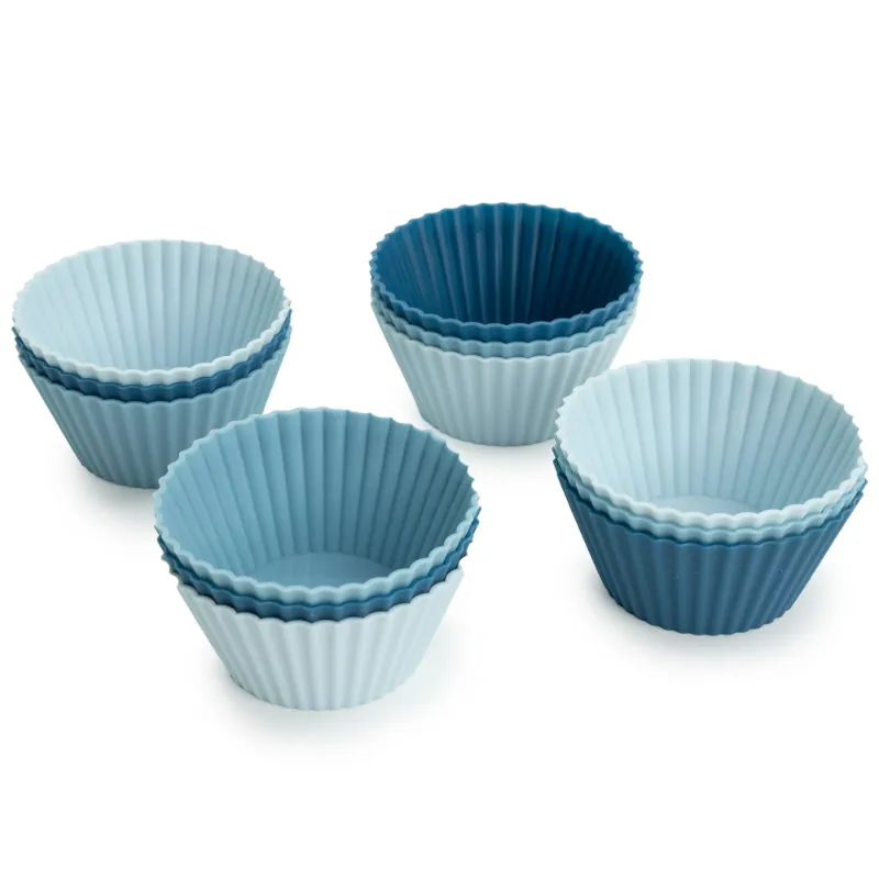 Photo 1 of 12ct Silicone Baking Cups Blue  Oven-Safe,  Dishwasher & Microwave-Safe Cupcake Liners