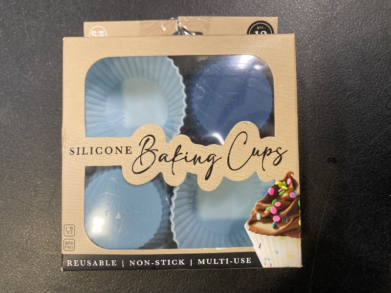 Photo 1 of 12ct Silicone Baking Cups Blue  Oven-Safe,  Dishwasher & Microwave-Safe Cupcake Liners
