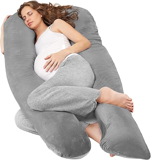Photo 1 of Nuliie Pregnancy Pillow for Sleeping, U Shaped Full Body Pillow Pregnancy Pillows, Maternity Pillow Support for Back, HIPS, Legs for Pregnant Women, with Washable Velvet Cover (Grey)
