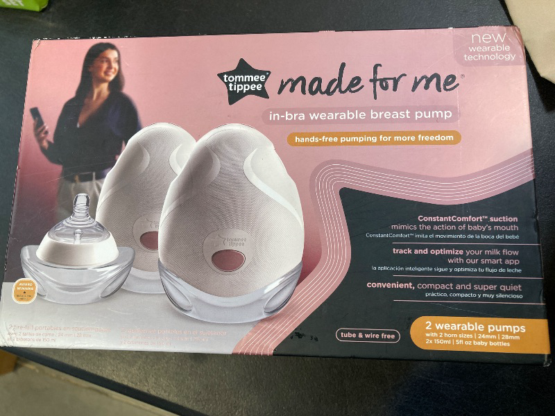 Photo 1 of Tommee Tippee Made for Me Double Electric Wearable Breast Pump, Hands-Free, in-Bra Breastfeeding Pump, Portable, Quiet, 1 Massage and 8 Express Modes, 4 Hour Battery Life