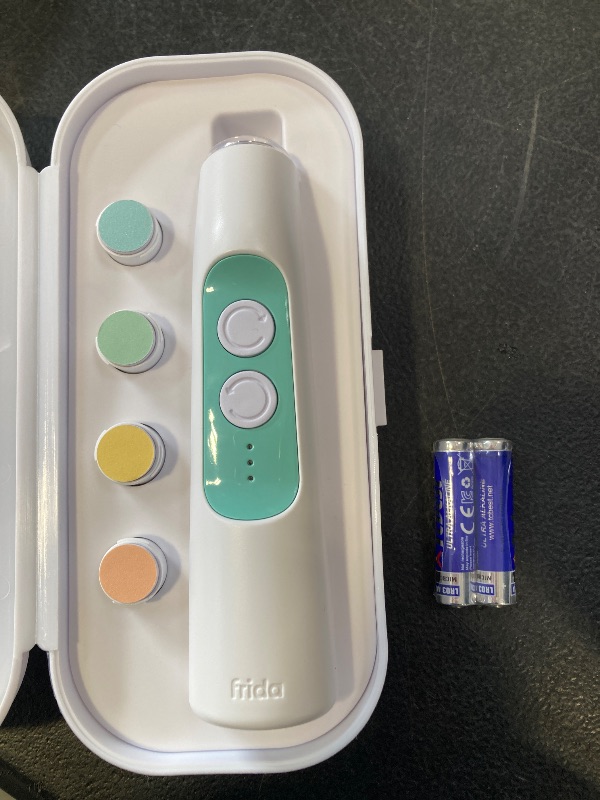 Photo 1 of Frida Baby Electric Nail Trimmer, Safe & Easy Electric Nail File, Baby Nail Clipper & Nail Trimmer Kit for Newborn, Toddler, or Children Fingernails & Toenails, 4 Buffer Pads, LED Light, Storage Case