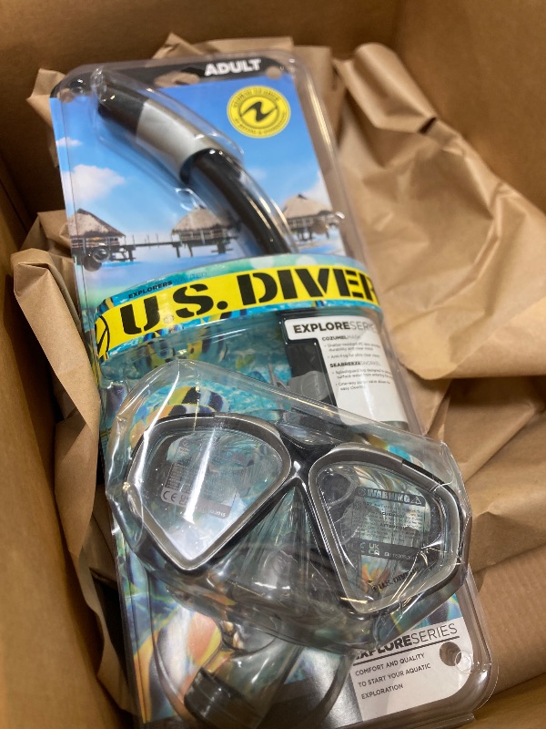 Photo 1 of OutdoorMaster x U.S. Divers Cozumel DX Combo Snorkeling Gear for Adults, Travel Use Dry Top Snorkel Set, Anti-Fog Anti-Leak Scuba Diving Mask for Snorkeling Swimming