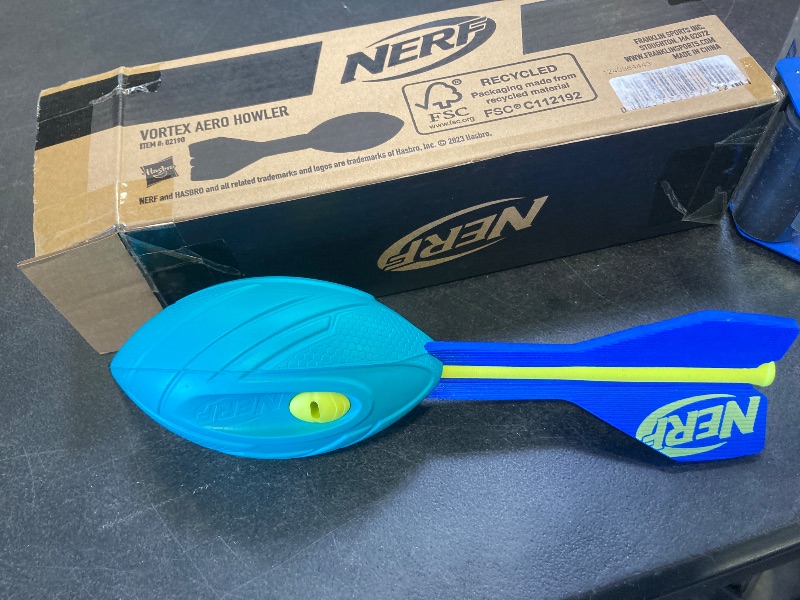 Photo 2 of Nerf Vortex Aero Howler Neon Foam Ball, Classic Long-Distance Football, Flight-Optimizing Tail, Whistling Sound, Indoor & Outdoor Fun (Amazon Exclusive)